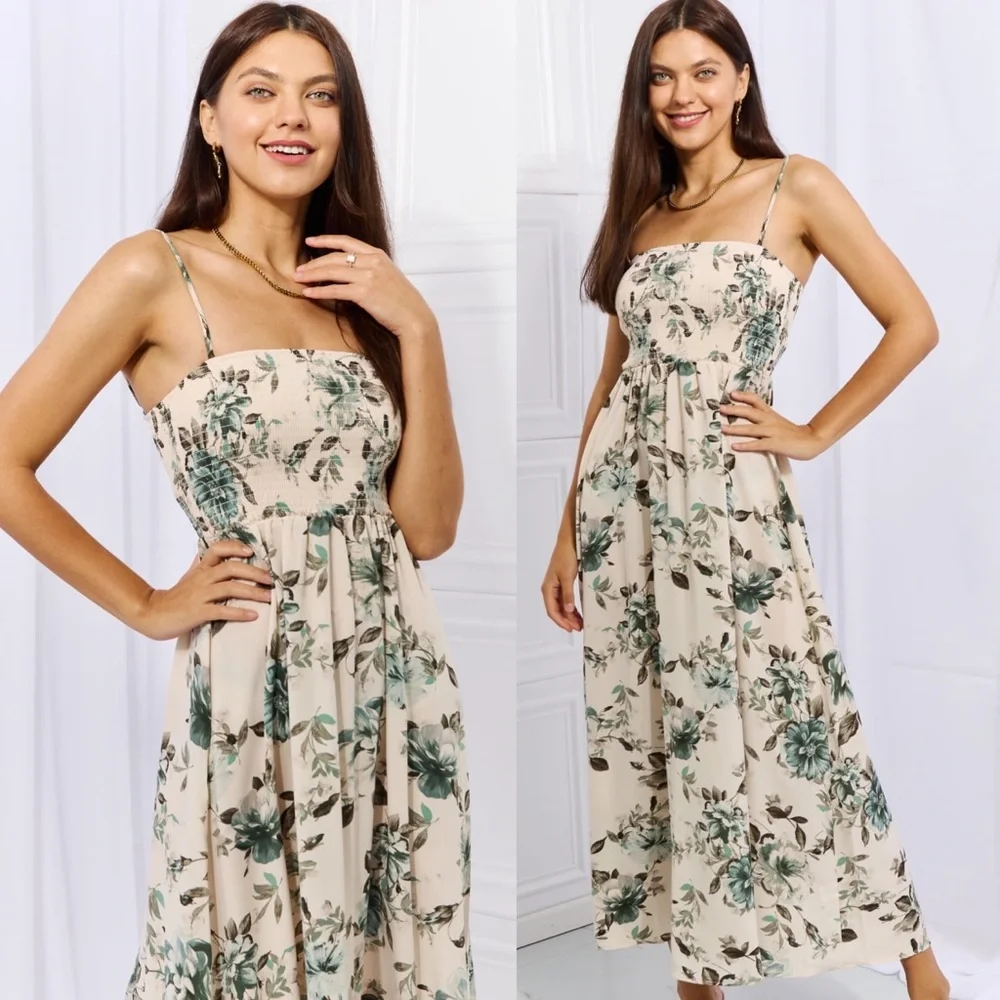 Floral Dreams Smocked Maxi Dress - Picture 1 of 6